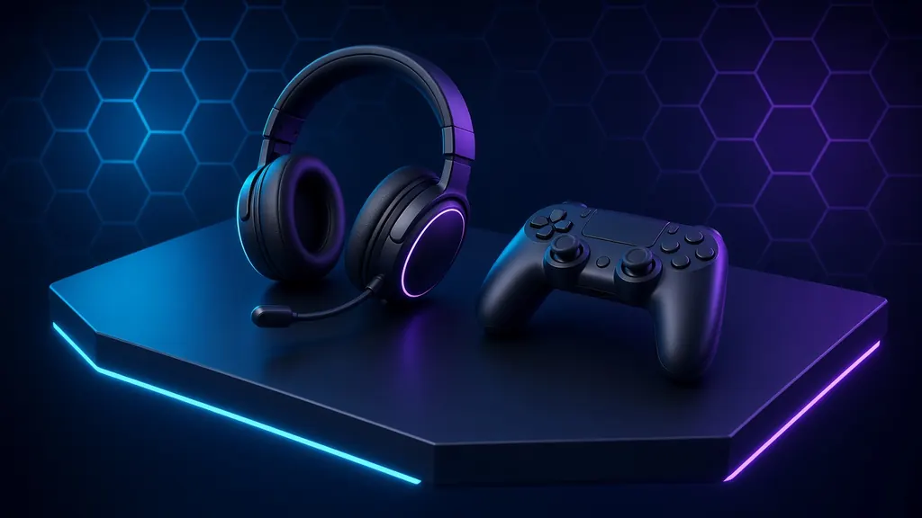 Best gaming headsets and controllers for kids illustration: kid-size headset and game controller