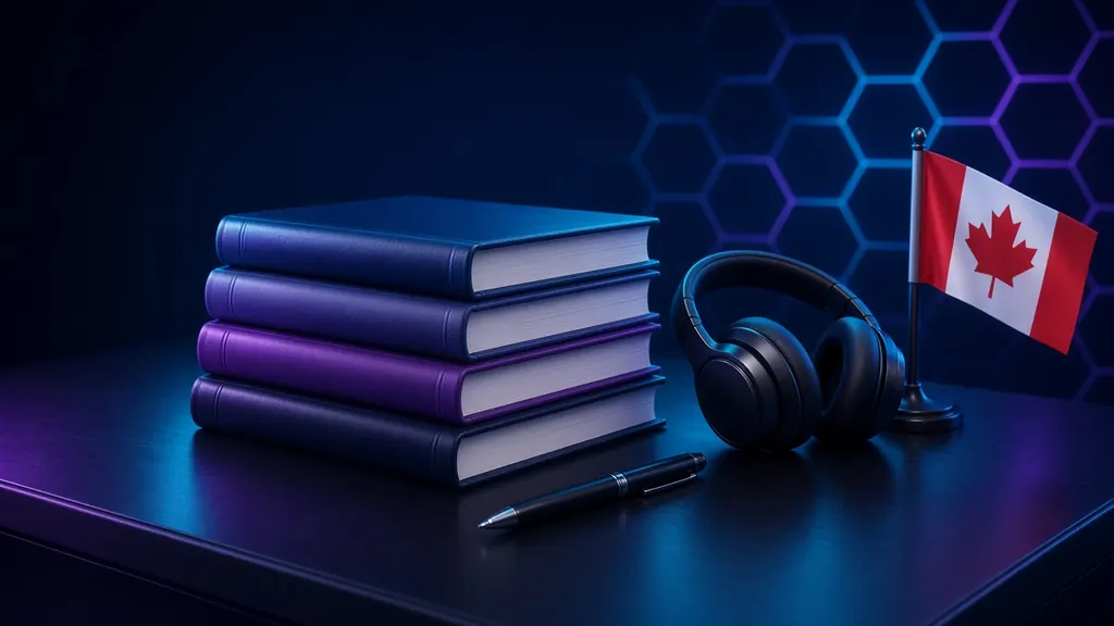 Best IELTS and CELPIP prep books illustration: English test prep books, notes and headphones